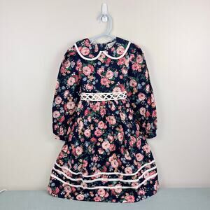 Vintage Rare Editions Navy Floral Party Dress 6